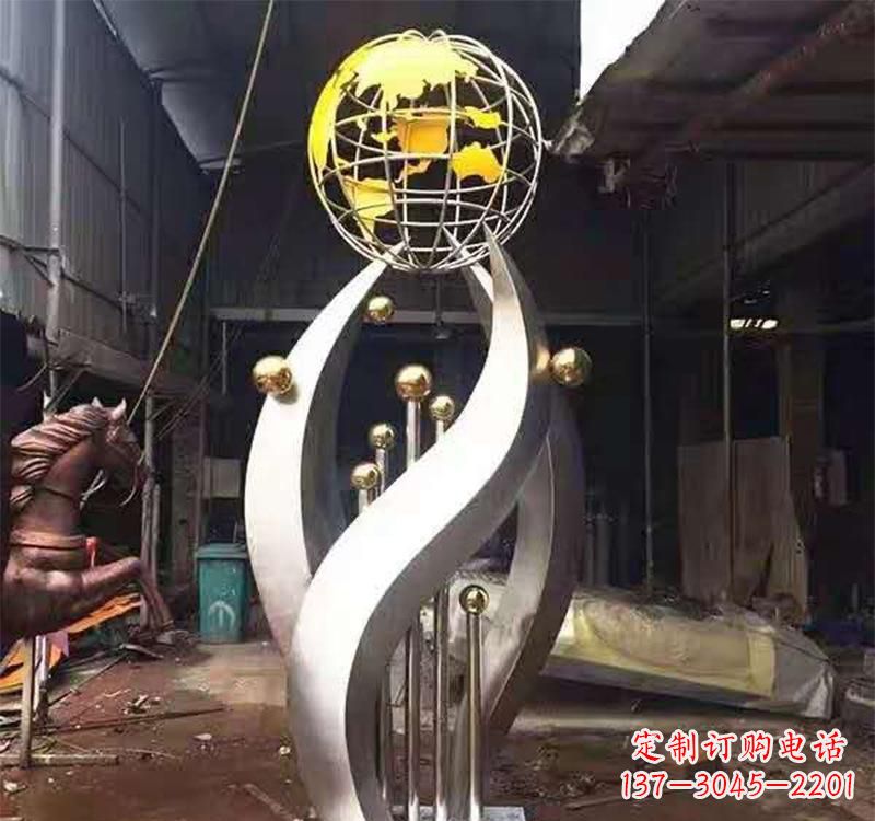 信阳不锈钢转动地球仪雕塑——传承地球文明