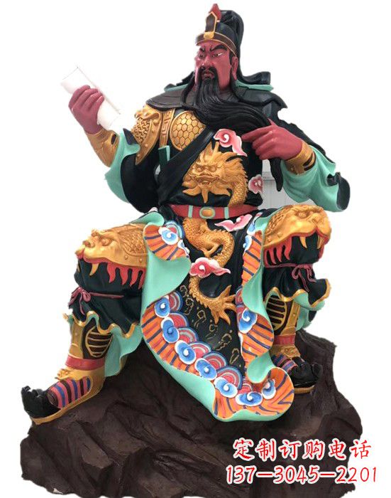 信阳彩绘关公铜雕像
