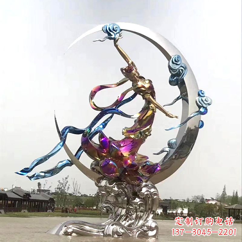 信阳中国古代神话传说中的嫦娥奔月不锈钢雕塑景观
