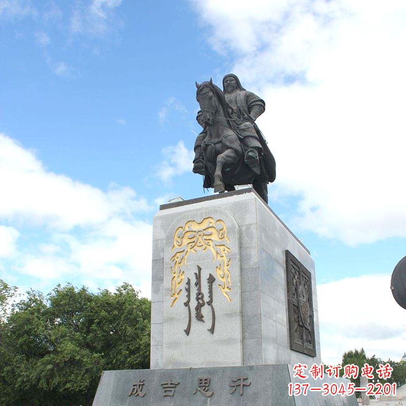 信阳成吉思汗象征英雄的铜雕塑