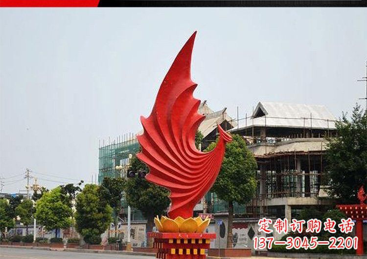 信阳城市的至高象征——不锈钢凤凰雕塑