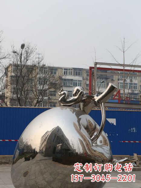 信阳城市中的苹果雕塑