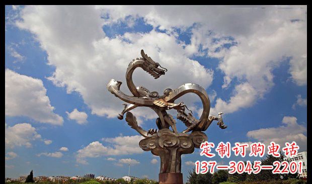 信阳城市抽象双龙雕塑