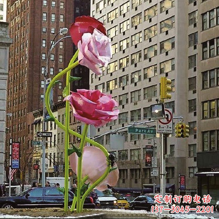 信阳美丽的城市玫瑰雕塑