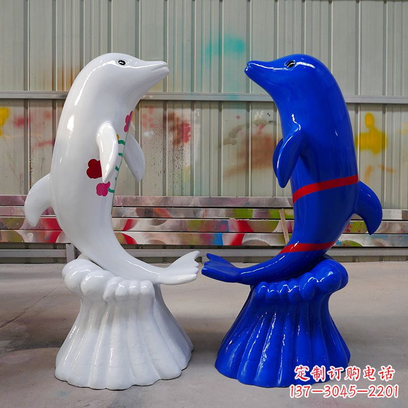 信阳冲浪海豚卡通动物雕塑,园林水景戏水动物景观
