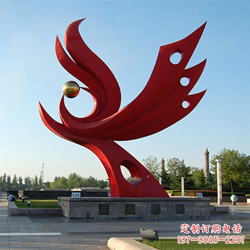 信阳精美凤凰雕塑点缀公园园林景观