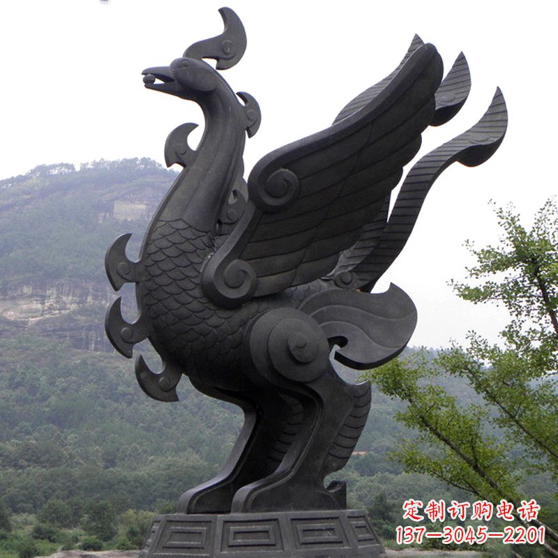 信阳抽象凤凰铜雕-景区景点上古神兽动物景观雕塑