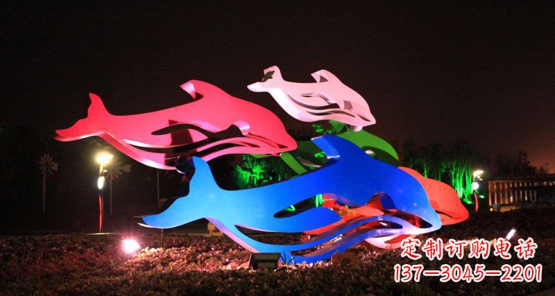 信阳抽象海豚公园不锈钢雕塑