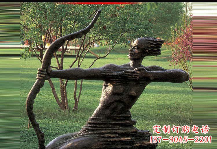 信阳古代神话中的后羿雕塑