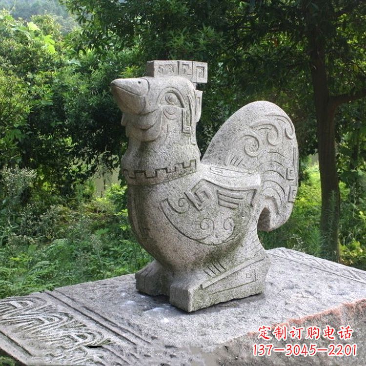 信阳抽象生肖酉鸡动物石雕塑