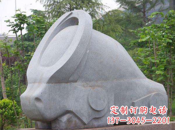信阳抽象石雕牛-抽象生肖牛动物景观雕塑