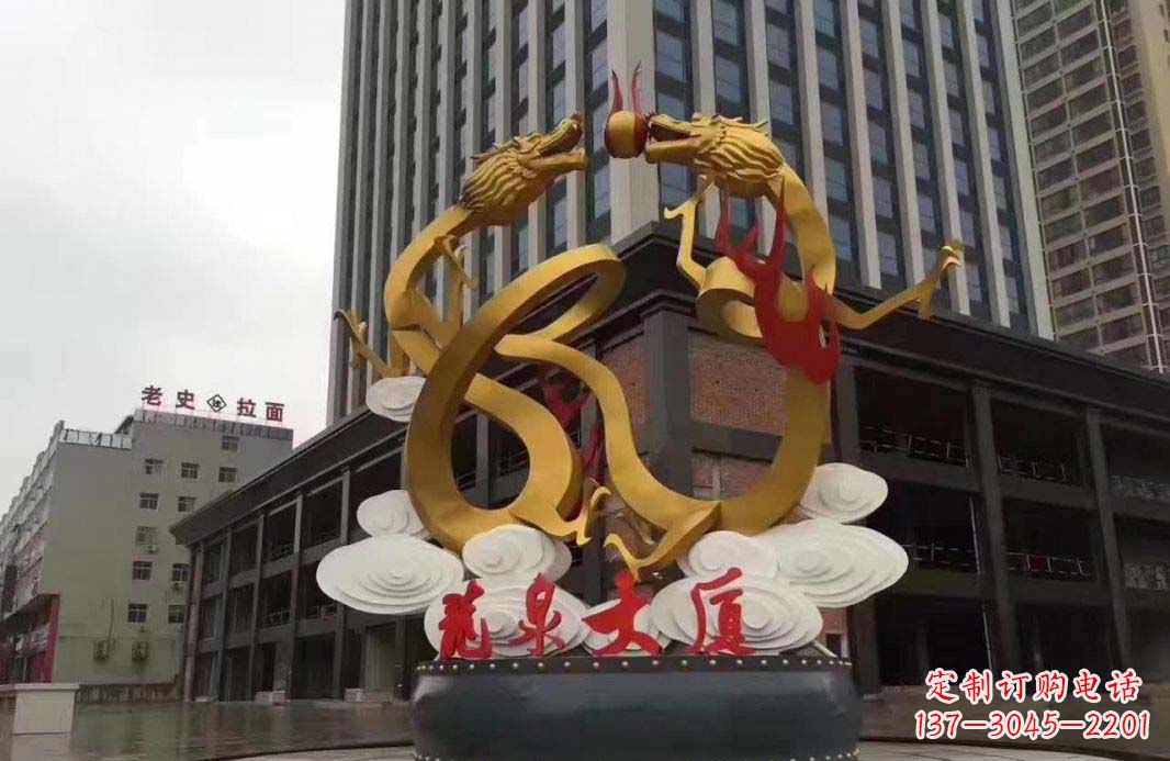 信阳精美的双龙戏珠不锈钢雕塑