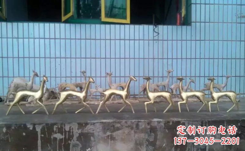 信阳抽象小鹿公园动物铜雕