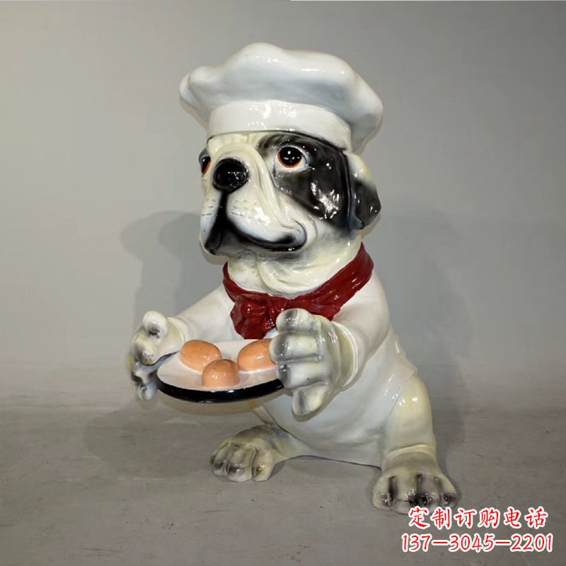 信阳玻璃钢仿陶瓷狗雕塑——以斗牛犬为原型