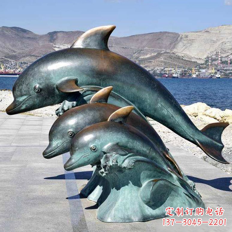 信阳纯铜海豚动物雕塑