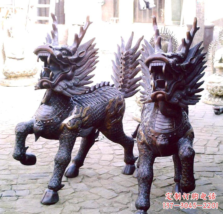 信阳纯铜麒麟铜雕