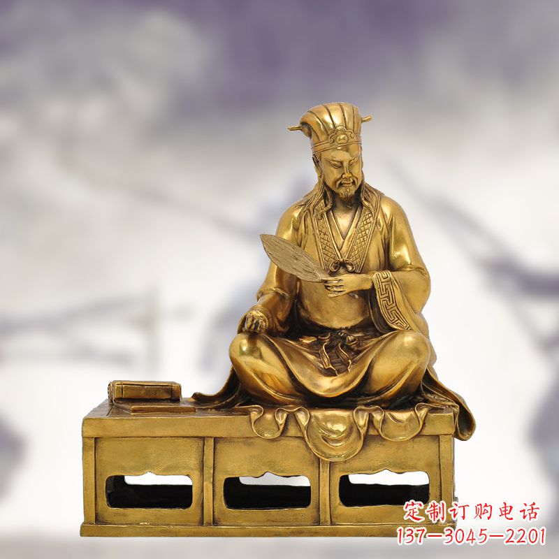 信阳纯铜诸葛亮雕塑象征中国智慧