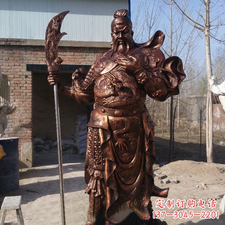 信阳铸造巍然屹立的关公雕像