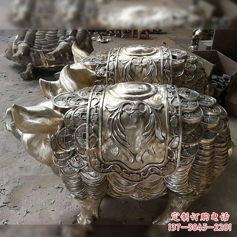 信阳纯铜铸造猪铜雕-招财生肖动物风水雕塑