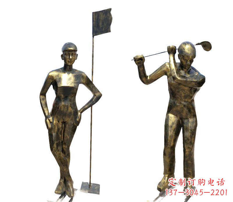 信阳打高尔夫人物广场景观铜雕摆件