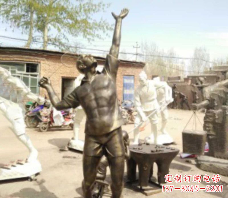 信阳打羽毛球公园人物铜雕