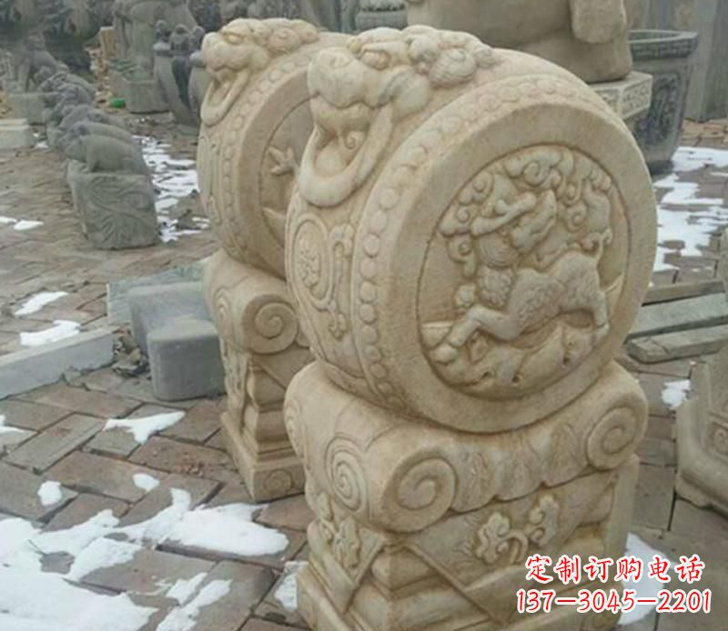 信阳大理石抱鼓公园门墩雕塑——精美雕刻展现灵动之美