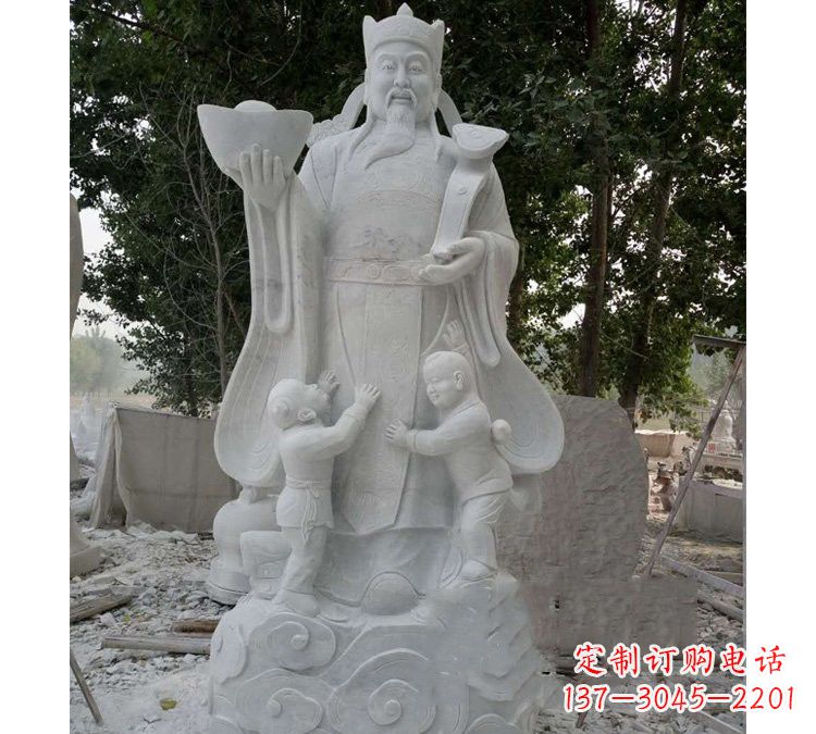 信阳大理石财神雕塑——守护家庭繁荣