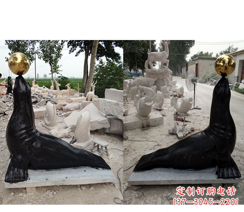 信阳大理石海豹雕塑