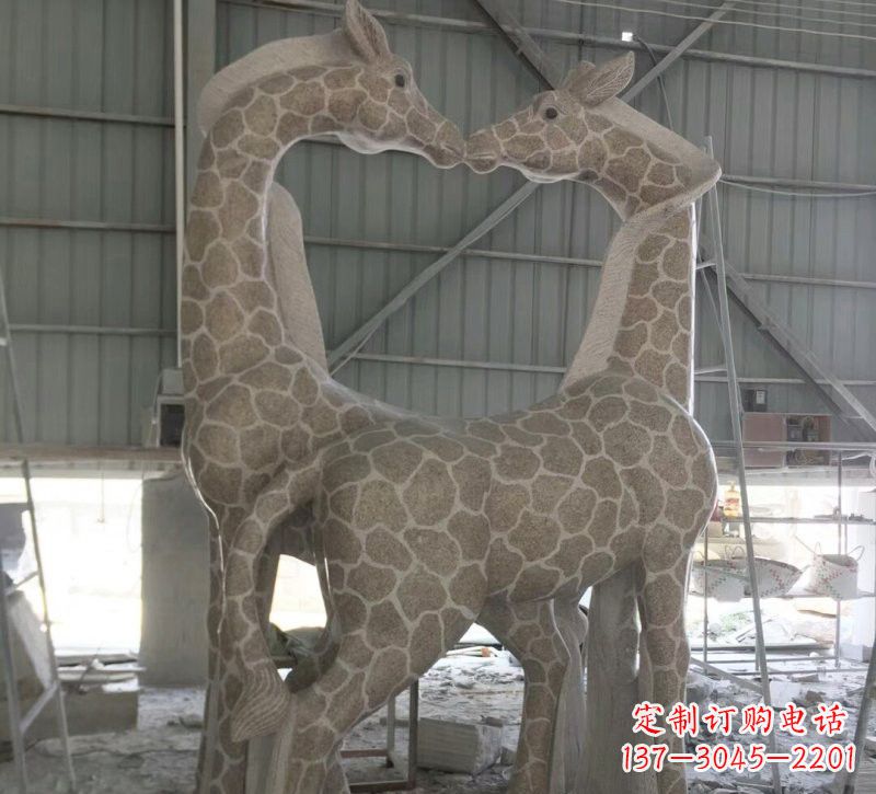 信阳大理石艺术精美长颈鹿雕塑