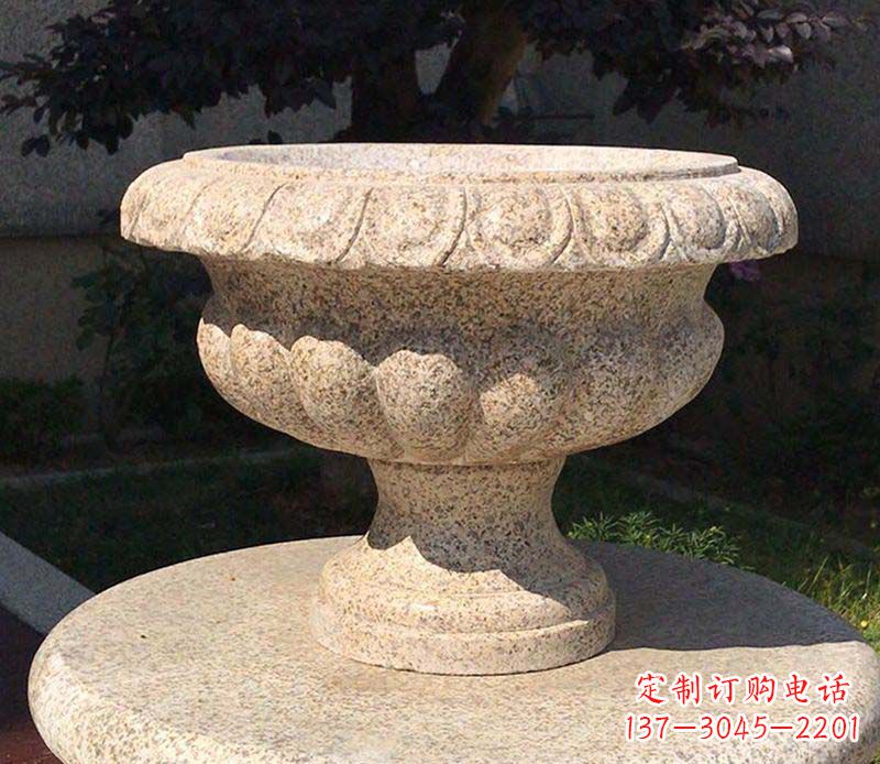 信阳大理石花钵公园花盆石雕