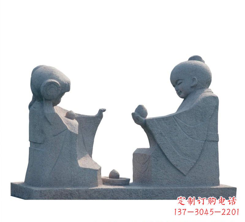 信阳传统风情——大理石孔融让梨雕塑