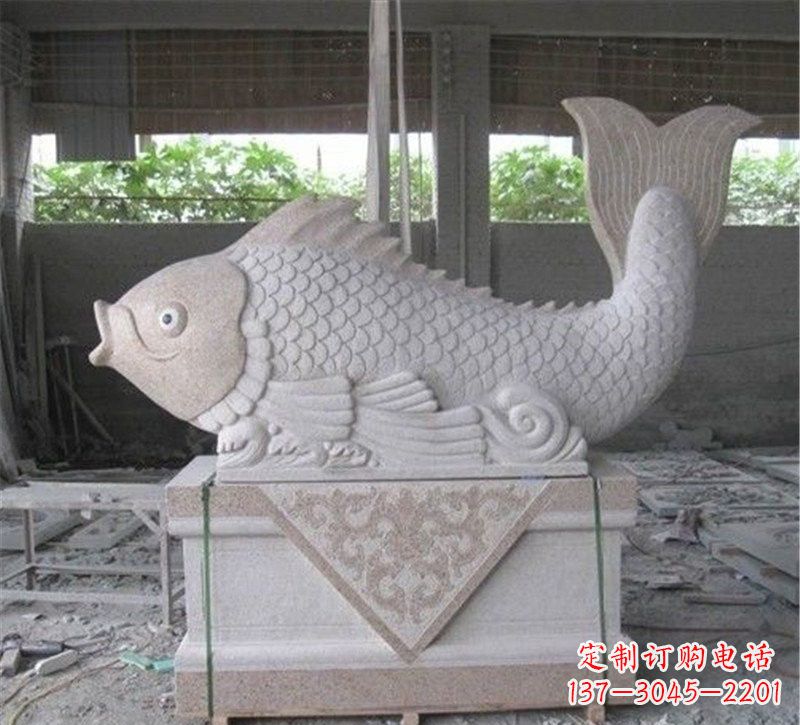 信阳精美大理石"鲤鱼"雕塑