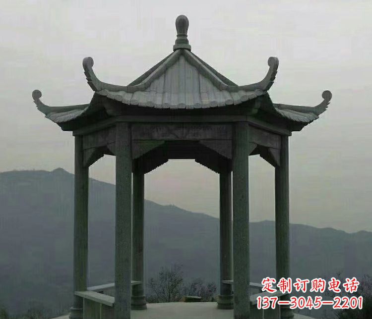 信阳考究工艺，奢华大理石六角凉亭雕塑