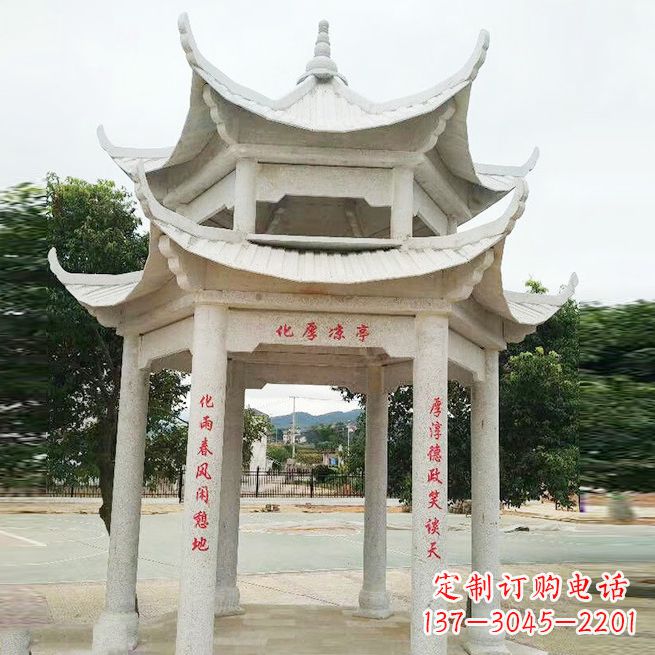 信阳大理石凉亭双层雕塑