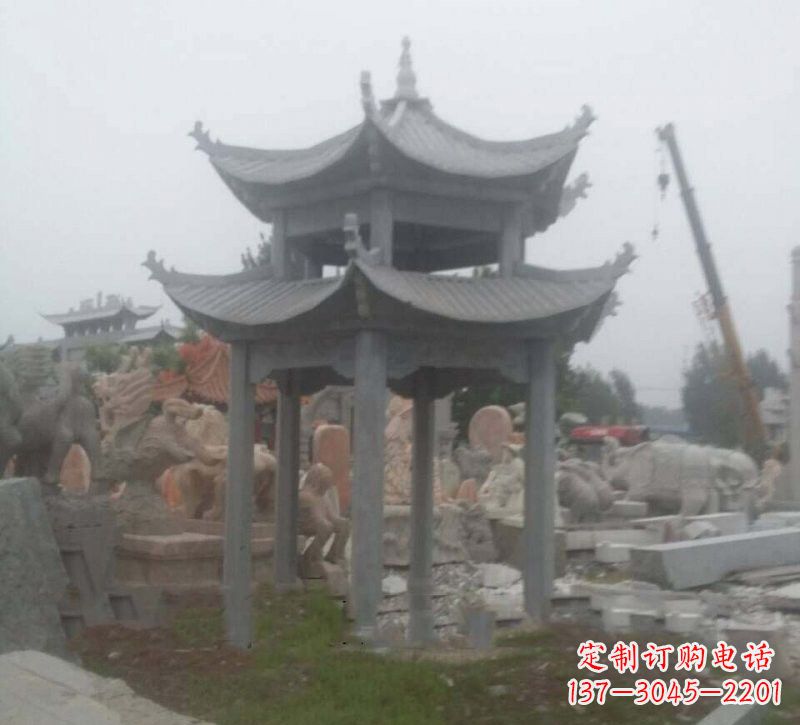 信阳大理石六角凉亭石雕,精美绝伦