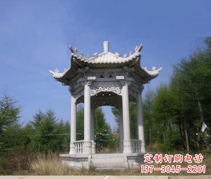 信阳精美大理石六角石凉亭雕塑