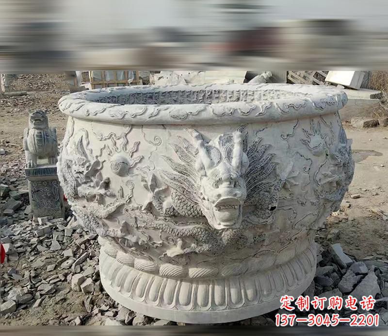 信阳大理石龙浮雕水缸精美精致,让您的家居生活更加有意义