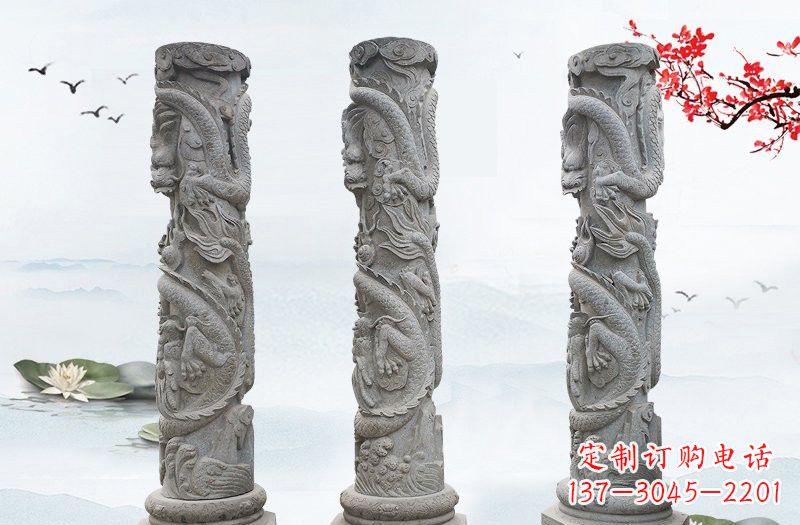 信阳精美大理石龙柱雕塑