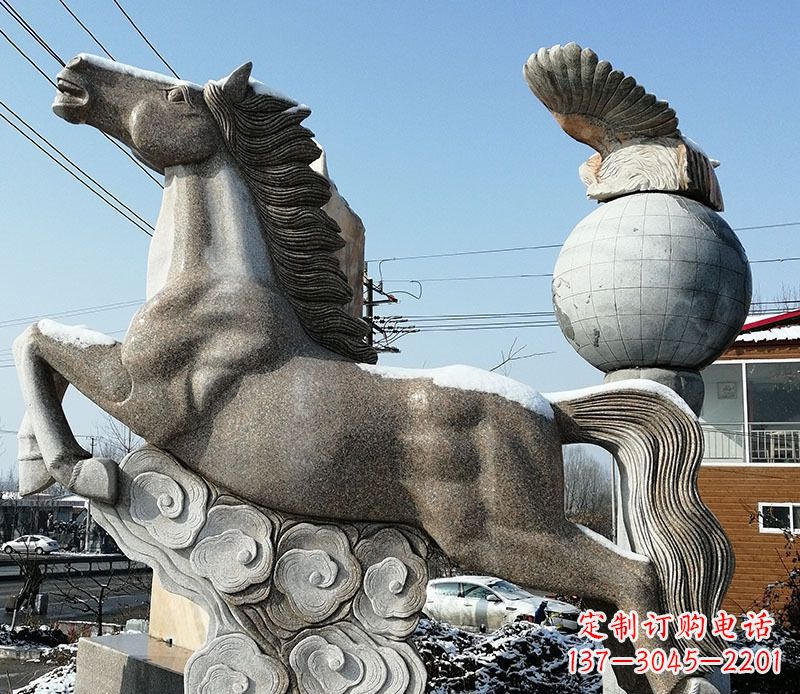 信阳大理石马踏祥云石雕