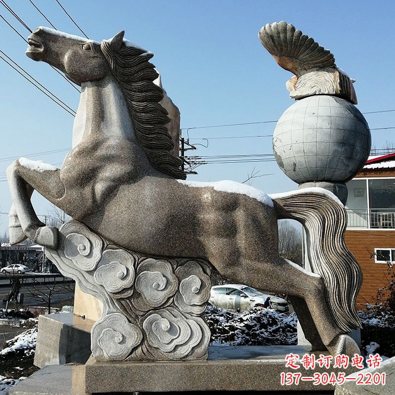 信阳大理石马踏祥云雕塑