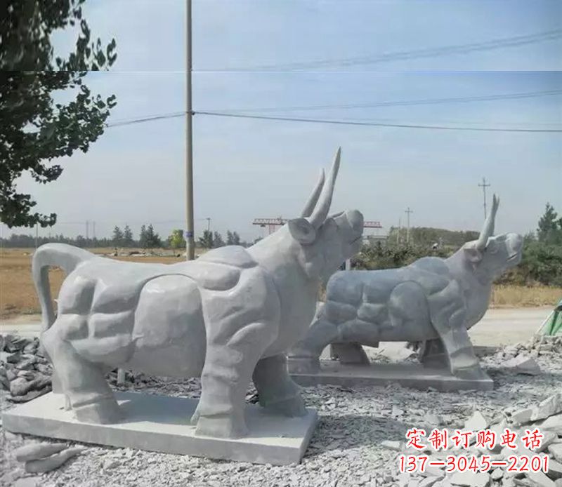 信阳大理石多角度牛雕塑