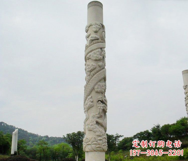 信阳大理石盘龙柱雕塑