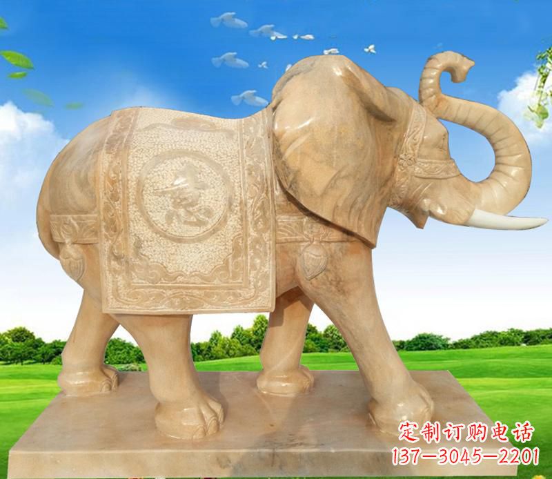 信阳大理石喷水大象雕塑