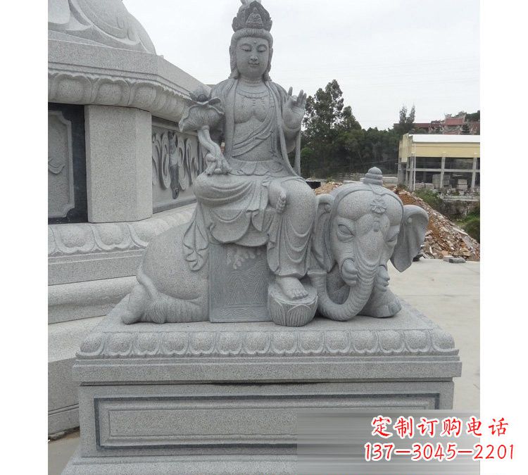 信阳精雕细琢的大理石普贤菩萨雕塑