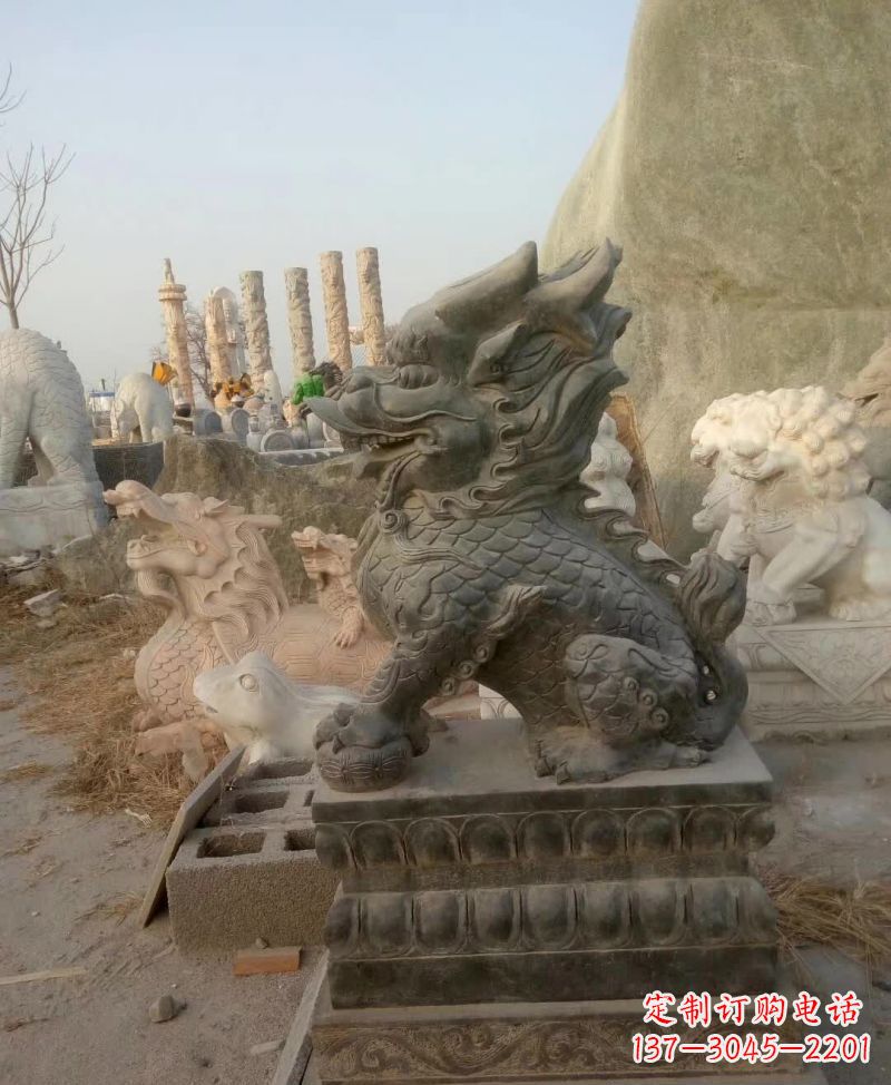信阳新中式麒麟雕塑,精美细腻,艺术品级别