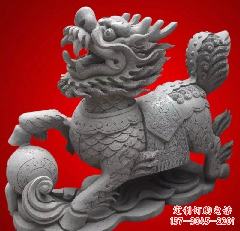 信阳大理石企业小区门口麒麟雕塑
