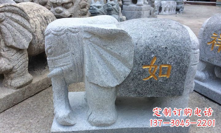 信阳精美大理石石象雕塑