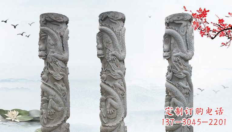 信阳精美大理石龙柱雕塑