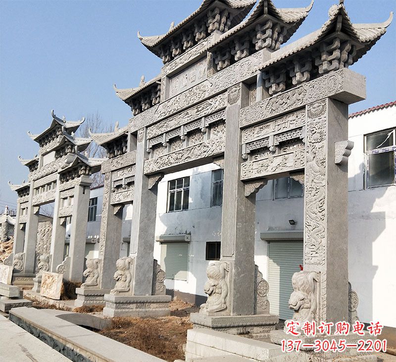 信阳大理石石雕牌坊雕塑定制