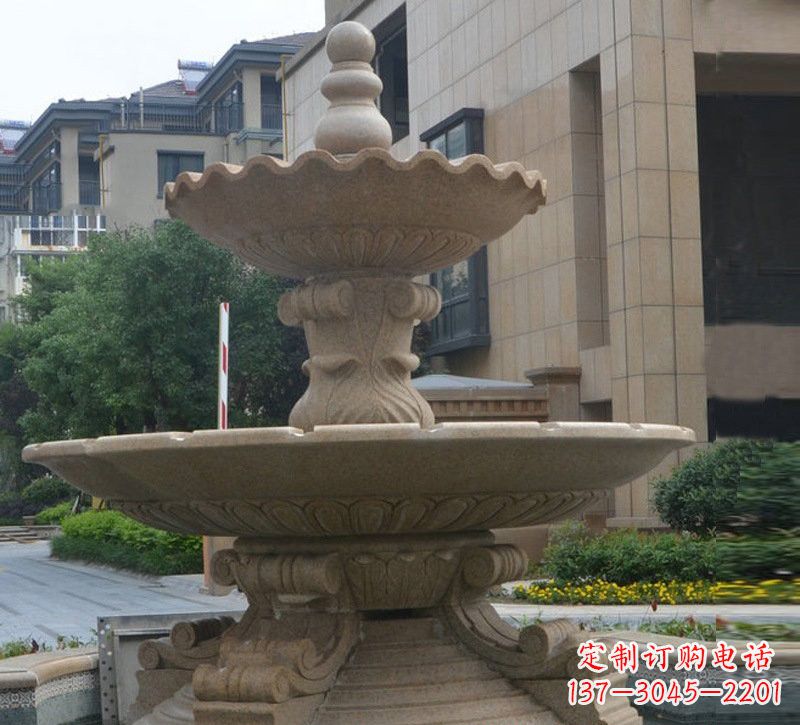 信阳简约双层大理石喷泉雕塑
